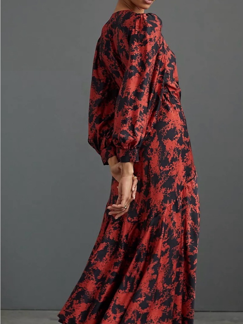Anthropologie CABALLERO Abstract Print Long Sleeve Wrap Maxi Dress S NWT